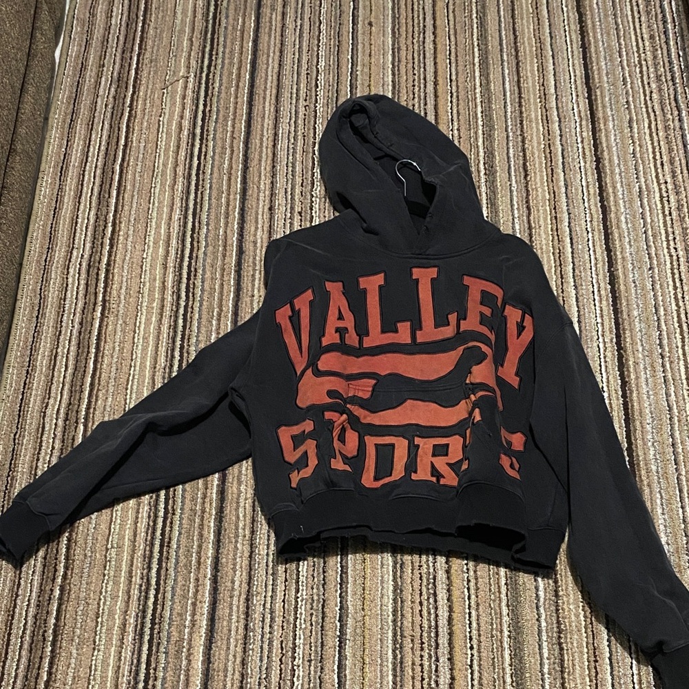 Black Hoodie with Red Valley Sports Print